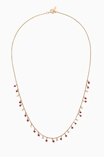 Ruby & Diamond Necklace in 18kt Yellow Gold 