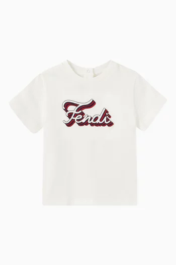 Italic Logo Embroidered T-shirt in Cotton Jersey