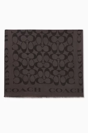 Signature Logo-jacquard Scarf in Silk & Cotton