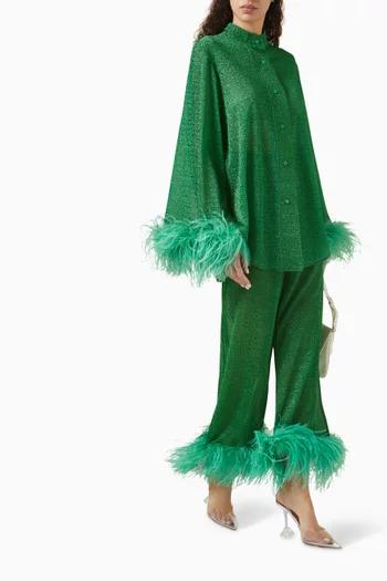 Lumiere Plumage Pants in Stretch Lurex