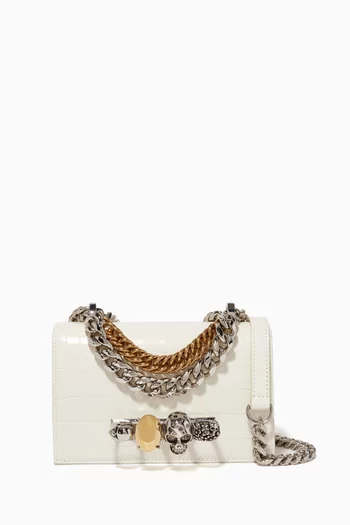 Mini Jewelled Chain Shoulder Bag in Leather