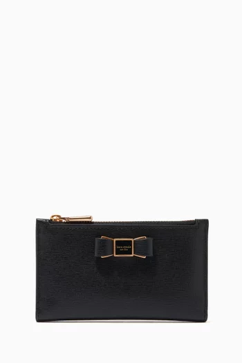 Small Morgan Bow Bi-fold Wallet in Saffiano Leather