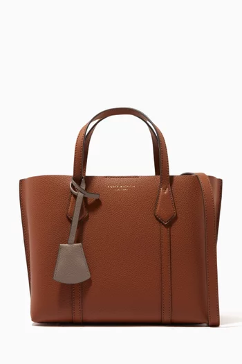 Small Perry Triple-compartment Tote Bag in Italian Pebbled Leather