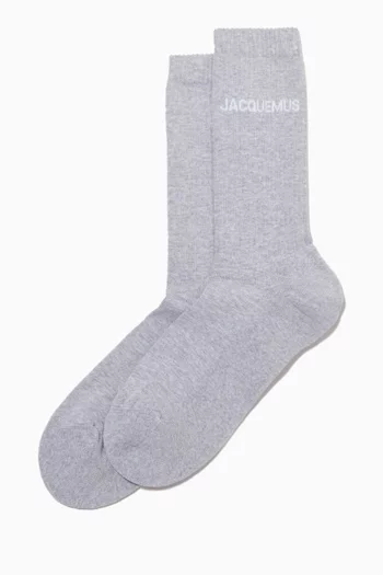 جوارب متوسطة الطول بشعار الماركة مزيج قطن عضوي