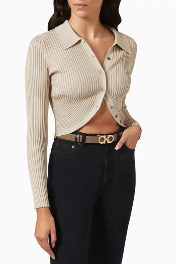 Gancini Reversible Belt in Hammered Calf Leather