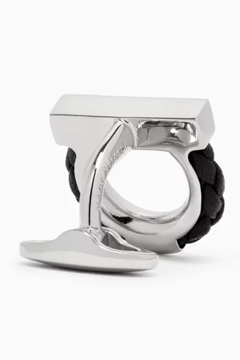 أزرار أكمام جانشيني جلد ونحاس أصفر