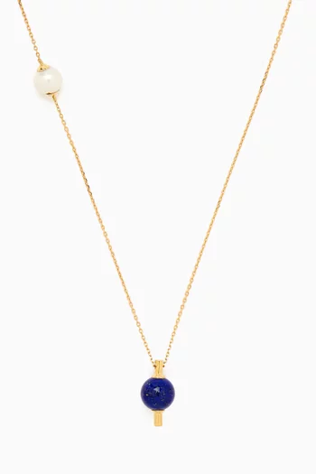 Kiku Glow Lapiz Lazuli Dangle Necklace in 18kt Yellow Gold