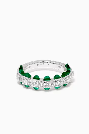 Tip-Top Green Agate & Diamond Ring in 18kt White Gold
