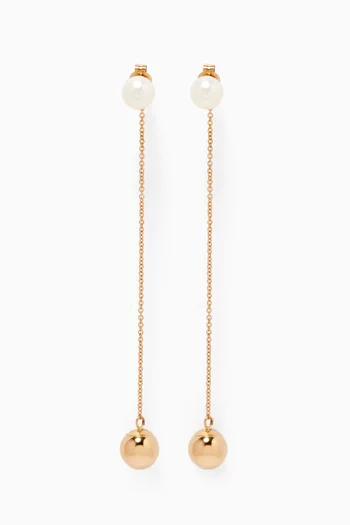 Pearl Ball Drop Earrings in 14kt Yellow Gold