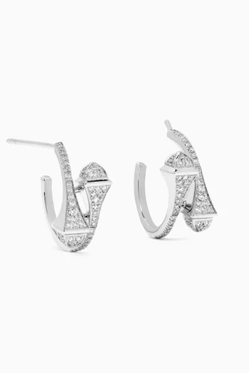 Cleo Small Diamond Hoop Earrings in 18kt White Gold