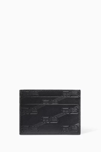 BB Monogram Card Holder in Embossed Calf-leather