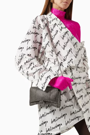 Hourglass Wallet on Chain with Rhinestones in Leather