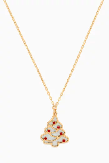 Christmas Tree Double-sided Pendant Necklace in 18kt Yellow Gold