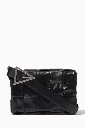 Cassette Crossbody Bag in Intrecciato Leather