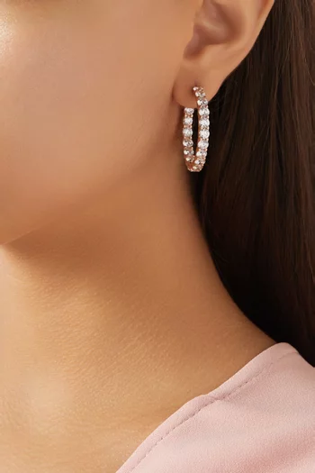 Inside-out Crystal Hoop Earrings in Rose Gold-plated Silver