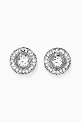 Round-cut Crystal Stud Earrings in Sterling Silver