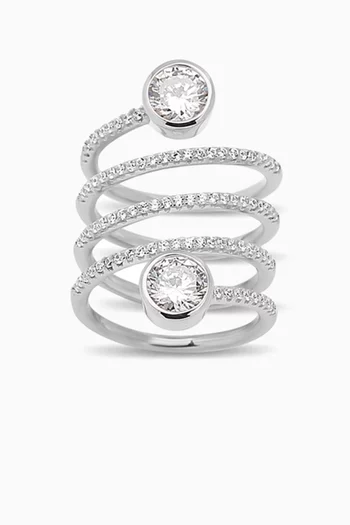 Spiral Pavé Crystal Ring in Sterling Silver