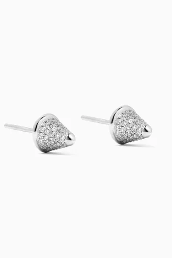 Cone Crystal Stud Earrings in Sterling Silver