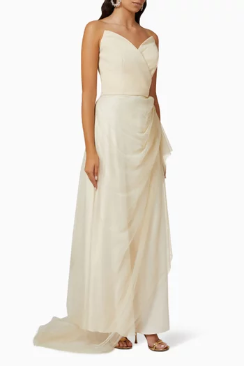 Strapless Wrap Gown in Tulle