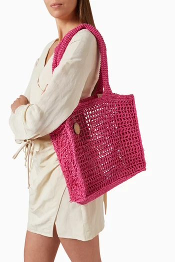 Tasseled Tote Bag in Paper Crochet