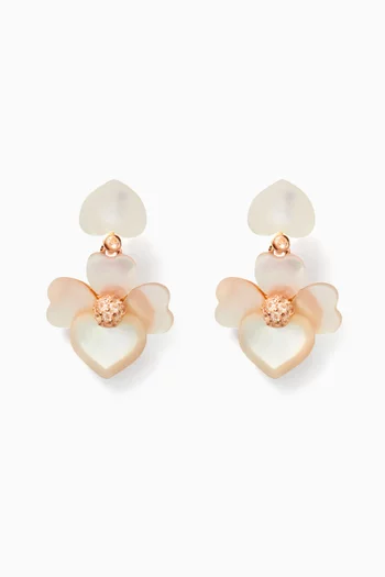 Precious Pansy Mother of Pearl Earrings in Plated Metal
