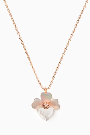 Precious Pansy Mother of Pearl Necklace in Plated Metal