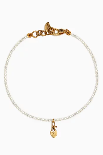 Sea Whisperer Tiny Love Pearl Necklace in Gold-plated Brass