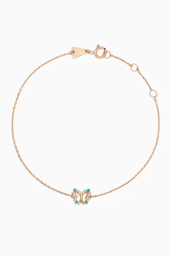 Butterfly Diamond & Turquoise Bracelet in 14kt Gold