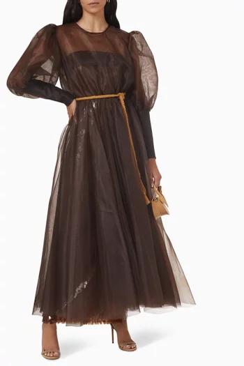 Puffed Maxi Dress in Crystalized Organza