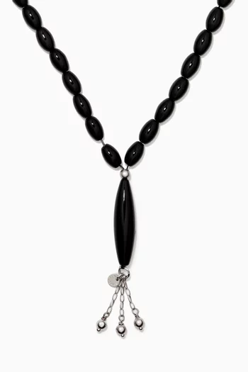 Black Onyx Worry Bead in Sterling Silver