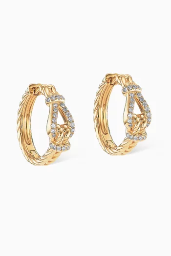 Thoroughbred Loop Hoop Earrings with Pavé Diamonds in 18kt Yellow Gold