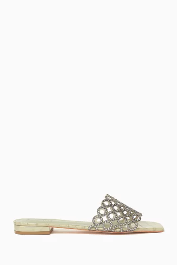 Materna Crystal Mule Sandals in Croc-embossed Leather