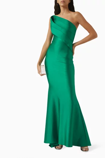 Angle-pleat Bow Gown in Lycra-jersey