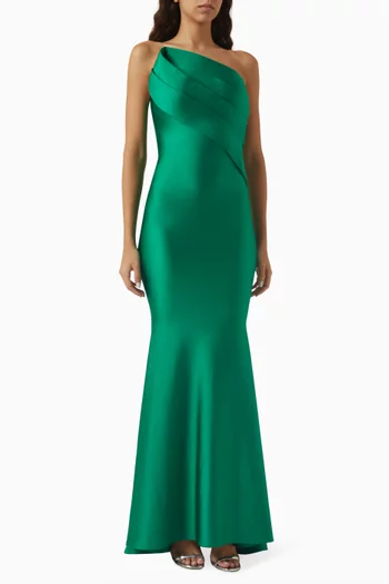 Angle-pleat Bow Gown in Lycra-jersey
