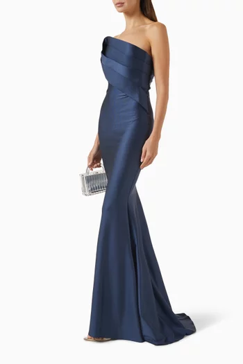 Angle-pleat Bow Gown in Lycra-jersey