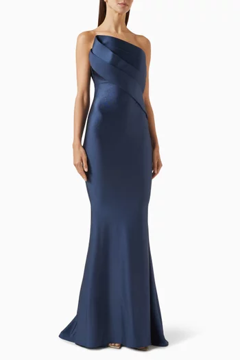 Angle-pleat Bow Gown in Lycra-jersey