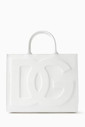 Medium DG Daily Shopper Tote Bag in Calfskin Leather