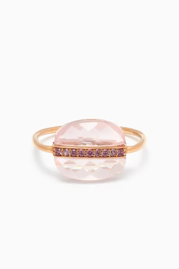 Aurore Pink Quartz & Sapphire Ring in 18kt Gold