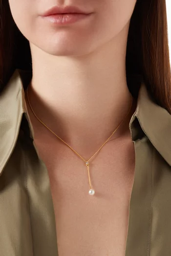 Pearl & Crystal Y Chain Necklace in Gold-vermeil