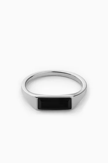 Thin Lennox Onyx Ring in Sterling Silver