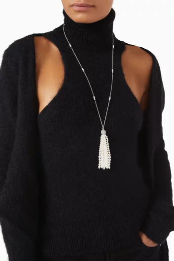 Selina Pearl Tassel Necklace in Sterling Silver