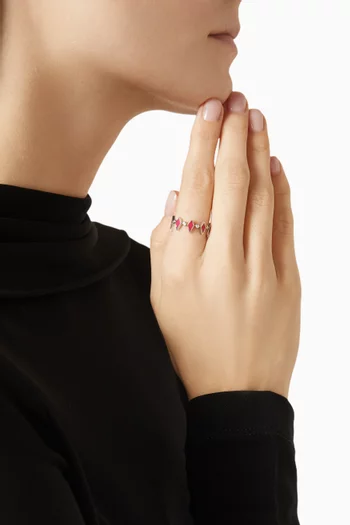 Mosaic Diamonds & Enamel Ring in 18kt White Gold