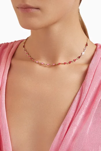 قلادة موزاييك بلون متدرج ذهب وردي عيار 18