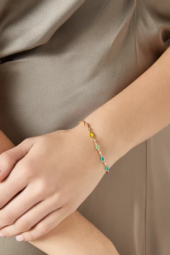 سوار موزاييك مرصع بالماس ومطلي بالمينا ذهب أصفر عيار 18