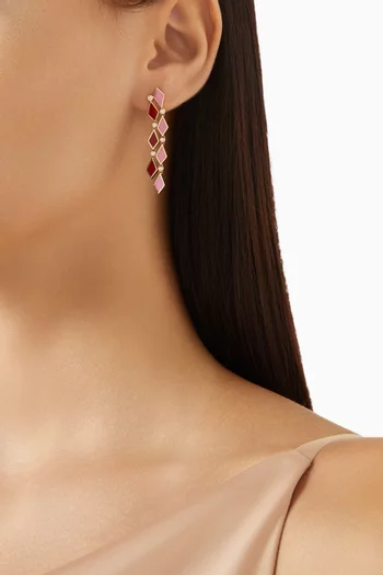 Mosaic Diamond & Enamel Drop Earrings in 18kt Rose Gold