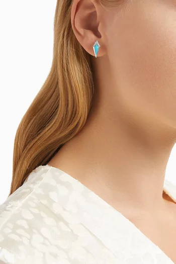 أقراط جونونيا مرصعة بالماس وفيروز ذهب أبيض عيار 18‏