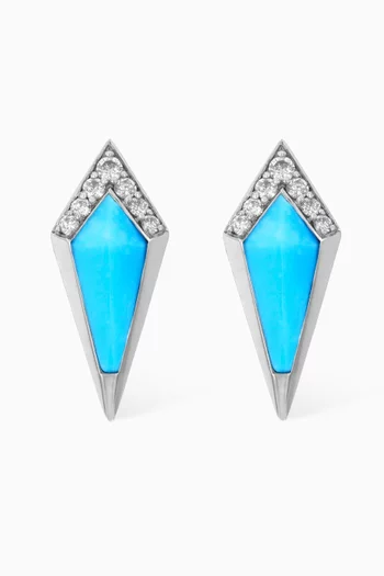 أقراط جونونيا مرصعة بالماس وفيروز ذهب أبيض عيار 18‏