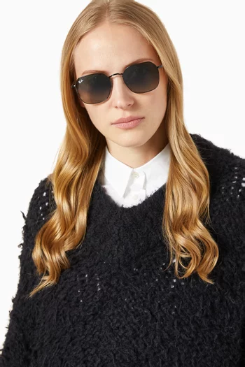 Hexagonal Frame Sunglasses in Metal