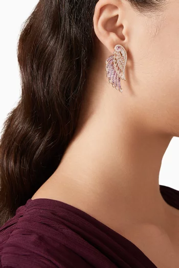Wings Embrace Pink Sapphire & Diamond Drop Earrings in 18kt Rose Gold