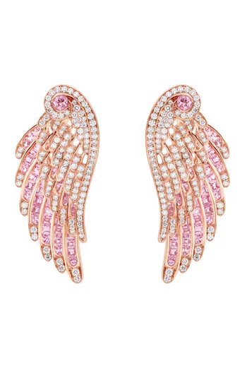 Wings Embrace Pink Sapphire & Diamond Drop Earrings in 18kt Rose Gold